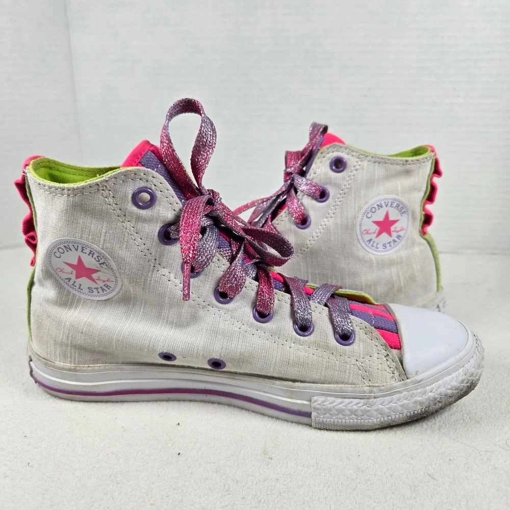 Converse All Star Chuck Taylor Loophoes High‎ Top Sneakers White Youth Sz3